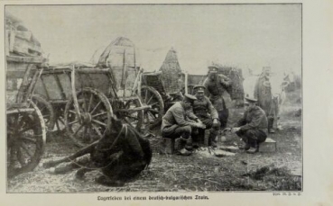 1917 - alter Druck - Lagerleben bei einem deutsch-bulgarischen Train